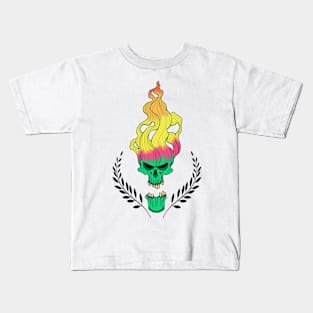 Skull Head Burn Color Kids T-Shirt